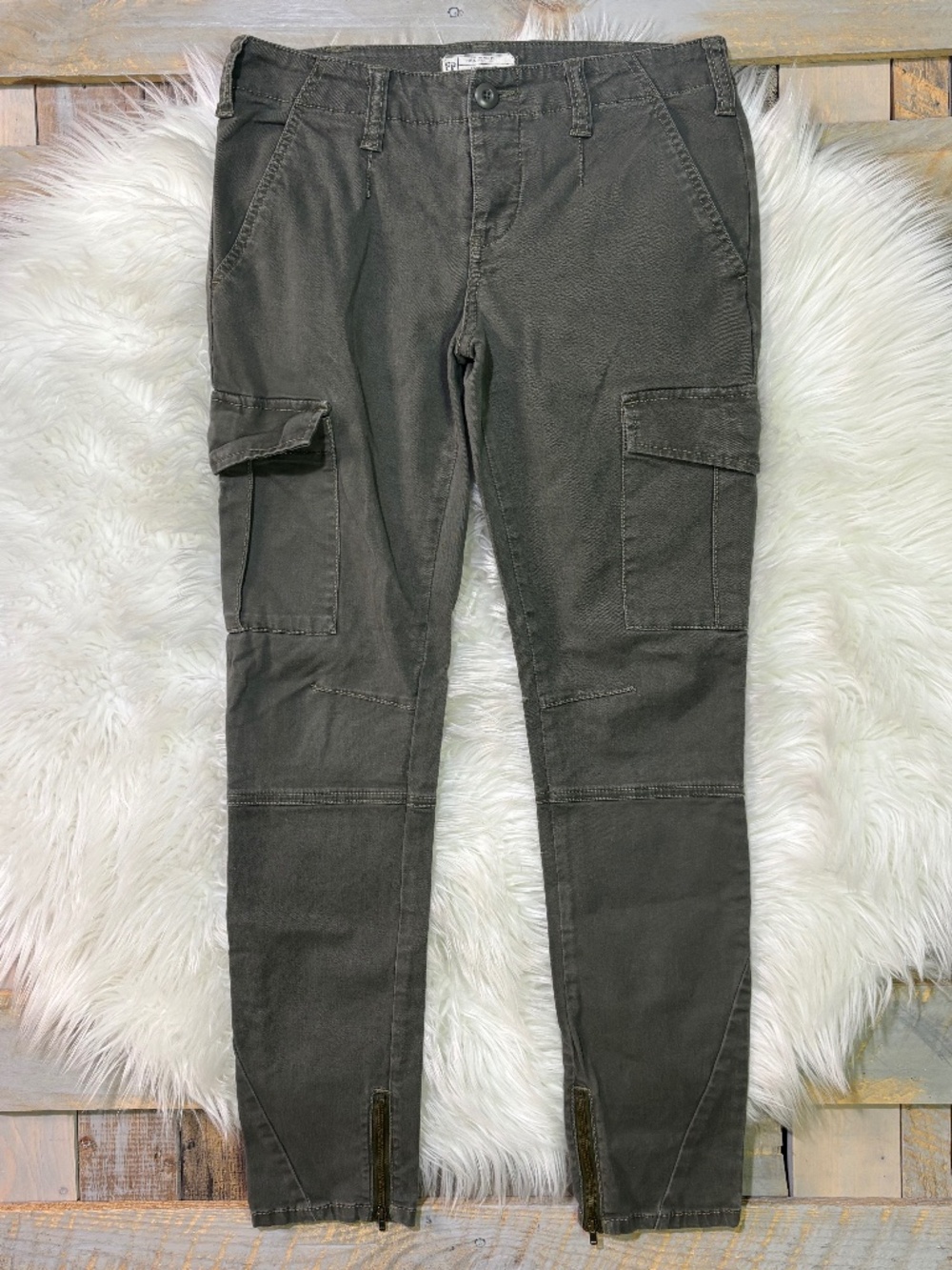 RARE ✵☽Free People☾✵ VNTG Green Low Stretchy Utility Skinny Military Pants | 28
